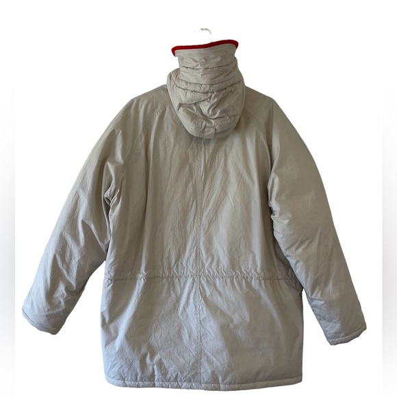 DASH Winter Parka Coat Women's Small Tan Red Duck Down Hood Zipper Buttons - Picture 2 of 16